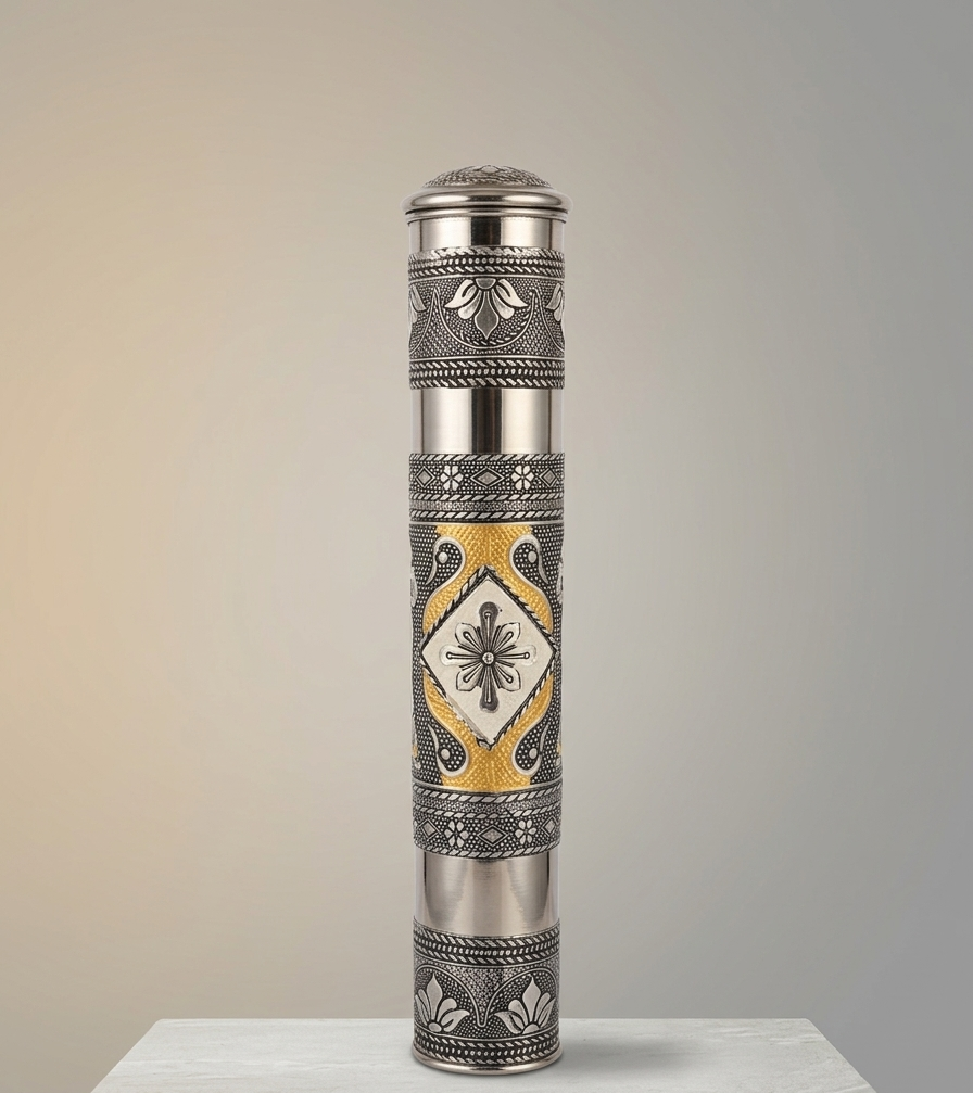Stainless Steel Agarbatti Stand & Storage Pipe – Antique Finish