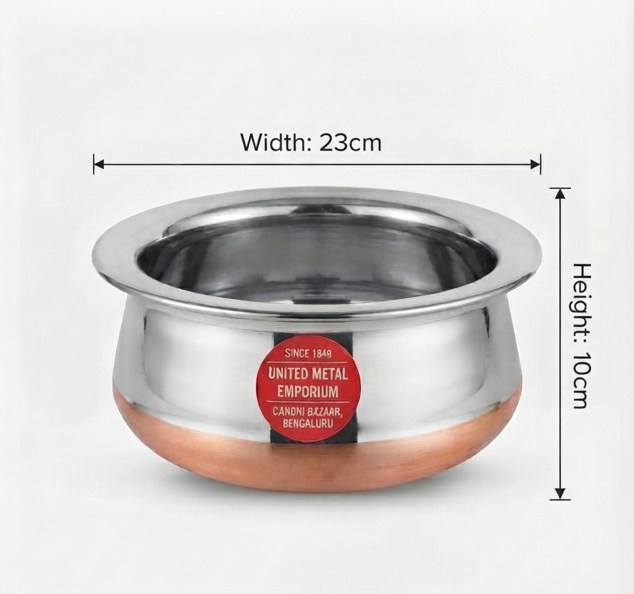 Copper Bottom Chetty | Stainless Steel Handi | Traditional Indian Cooking Vessel