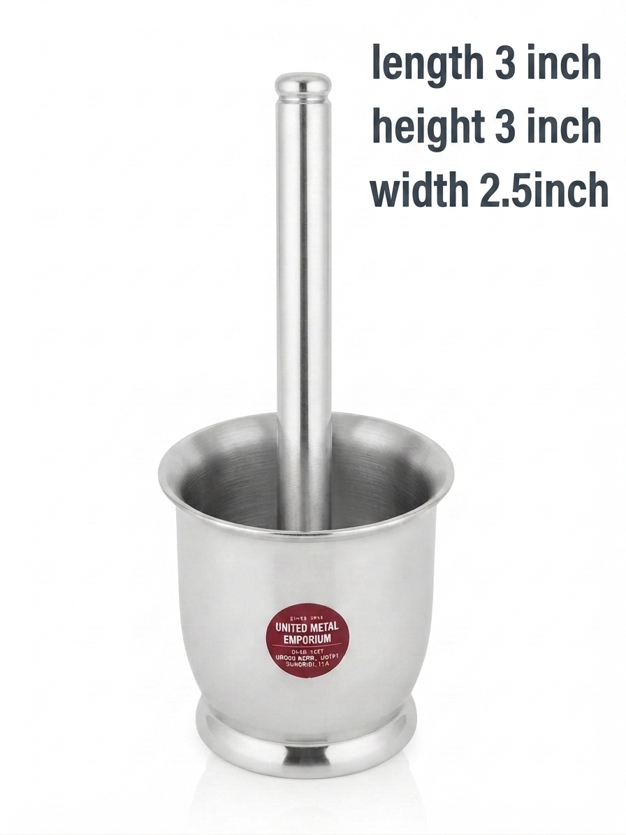 Stainless Steel Khalbatta  – Heavy Duty | Available in  6 Sizes | Grinding Spices, Herbs, & Medicines