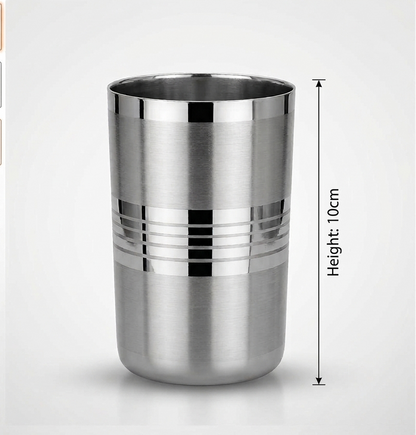 Premium XL Stainless Steel Drinking Glass – Mirror Polish with Ring Band Design | Heavy Duty Tumbler