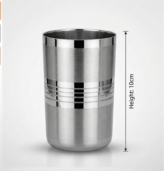 Premium XL Stainless Steel Drinking Glass – Mirror Polish with Ring Band Design | Heavy Duty Tumbler