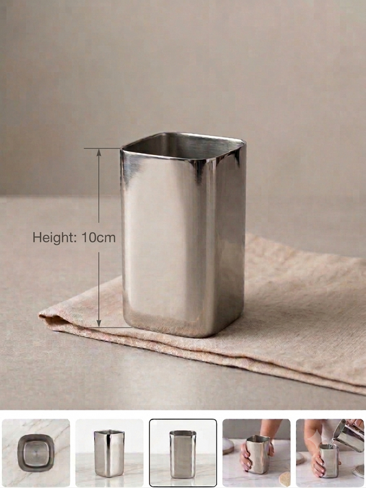 Amarpali Glass | Square Metal Drinking Tumbler for Home, Kitchen & Office