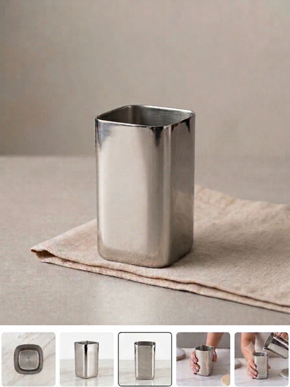Amarpali Glass | Square Metal Drinking Tumbler for Home, Kitchen & Office