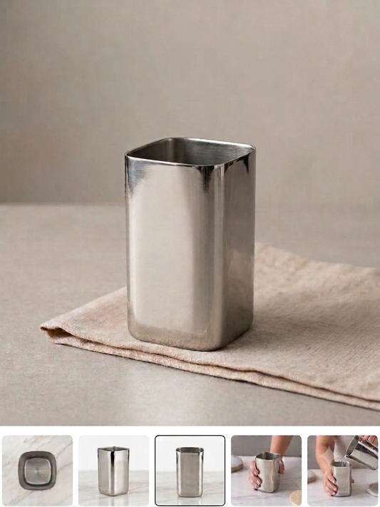 Amarpali Glass | Square Metal Drinking Tumbler for Home, Kitchen & Office