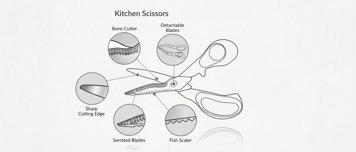 5-in-1 Multipurpose Detachable Kitchen Scissors & Knife Combo