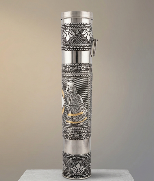 Stainless Steel Agarbatti Stand & Storage Pipe – Antique Finish