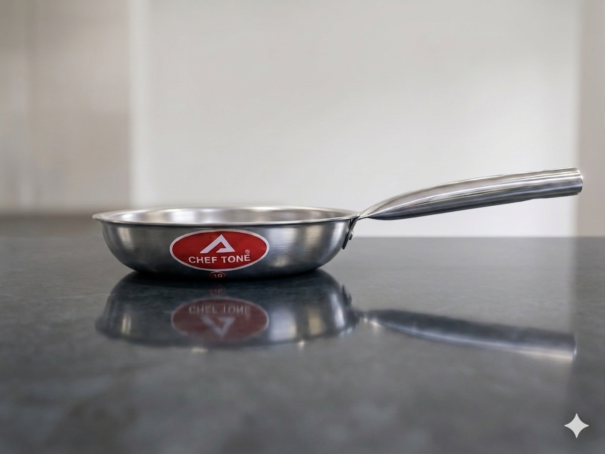 Cheftone Triply Frypan | Stainless Steel | Induction Base, Gas.