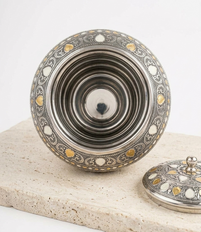 Antique Finish Steel Water Pot with Lid | Decorative Matka & Flower Vase | Handcrafted Gift for Home