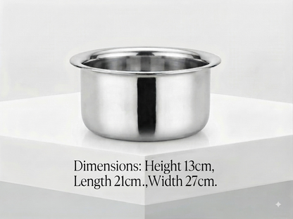 ChefTone Triply Tope | Premium Steel Cooking Vessel | Even Heat Distribution | Indian Cookware