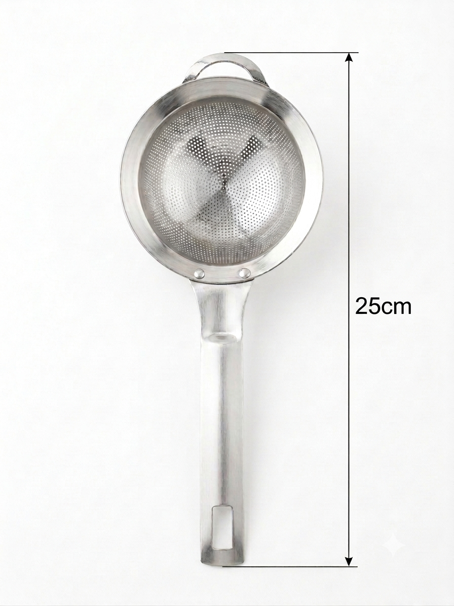 Shengya Pure Stainless Steel Tea Strainer with Handle – Perforated Chai Filter for Daily Use