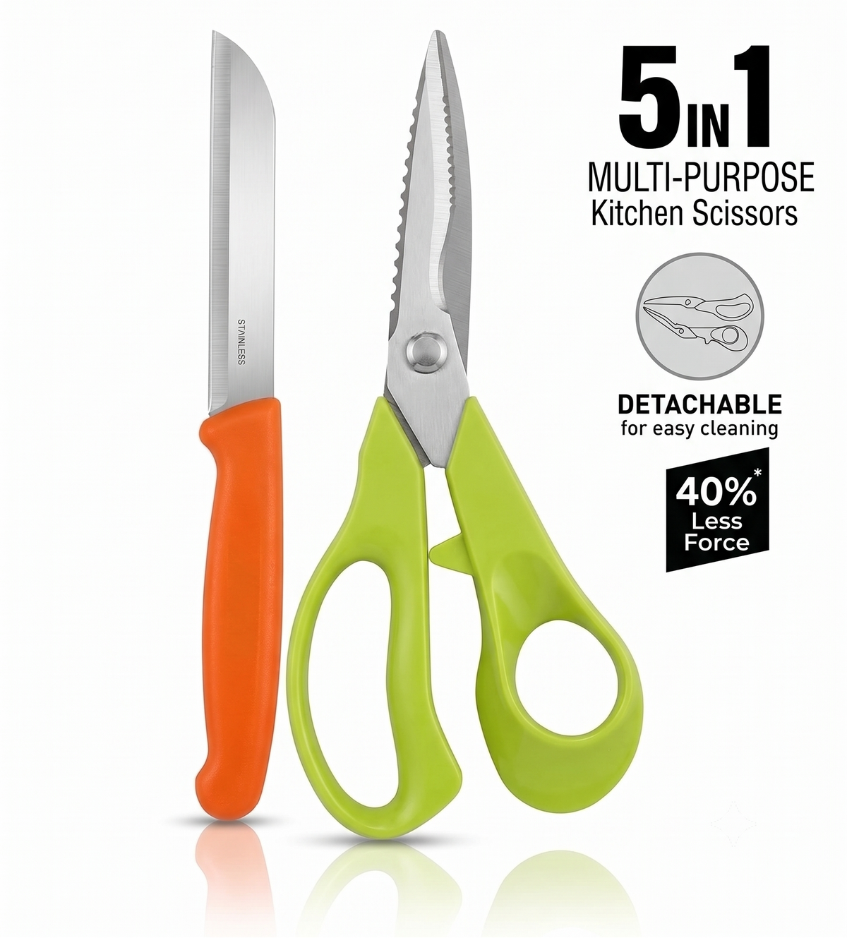 5-in-1 Multipurpose Detachable Kitchen Scissors & Knife Combo