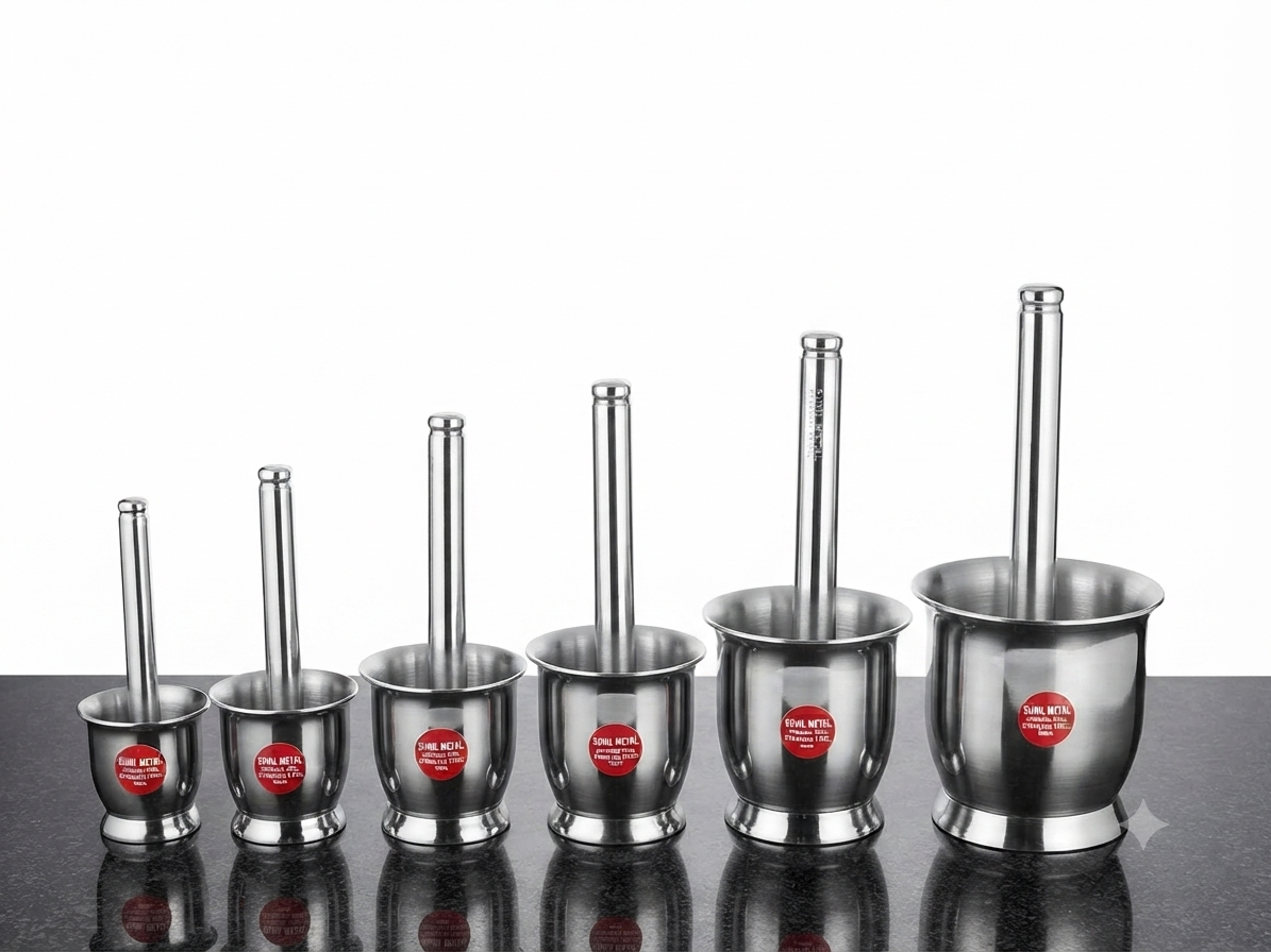 Stainless Steel Khalbatta  – Heavy Duty | Available in  6 Sizes | Grinding Spices, Herbs, & Medicines