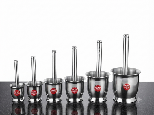 Stainless Steel Khalbatta  – Heavy Duty | Available in  6 Sizes | Grinding Spices, Herbs, & Medicines