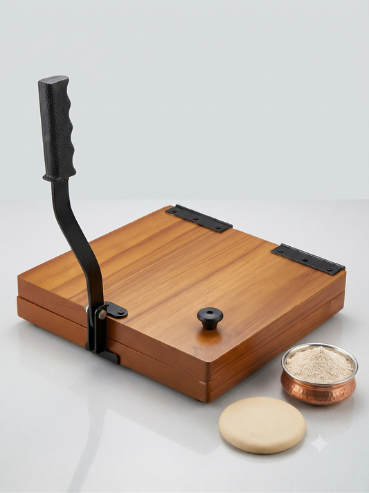 12-Inch Wooden Square Poori Press for Homemade Pooris