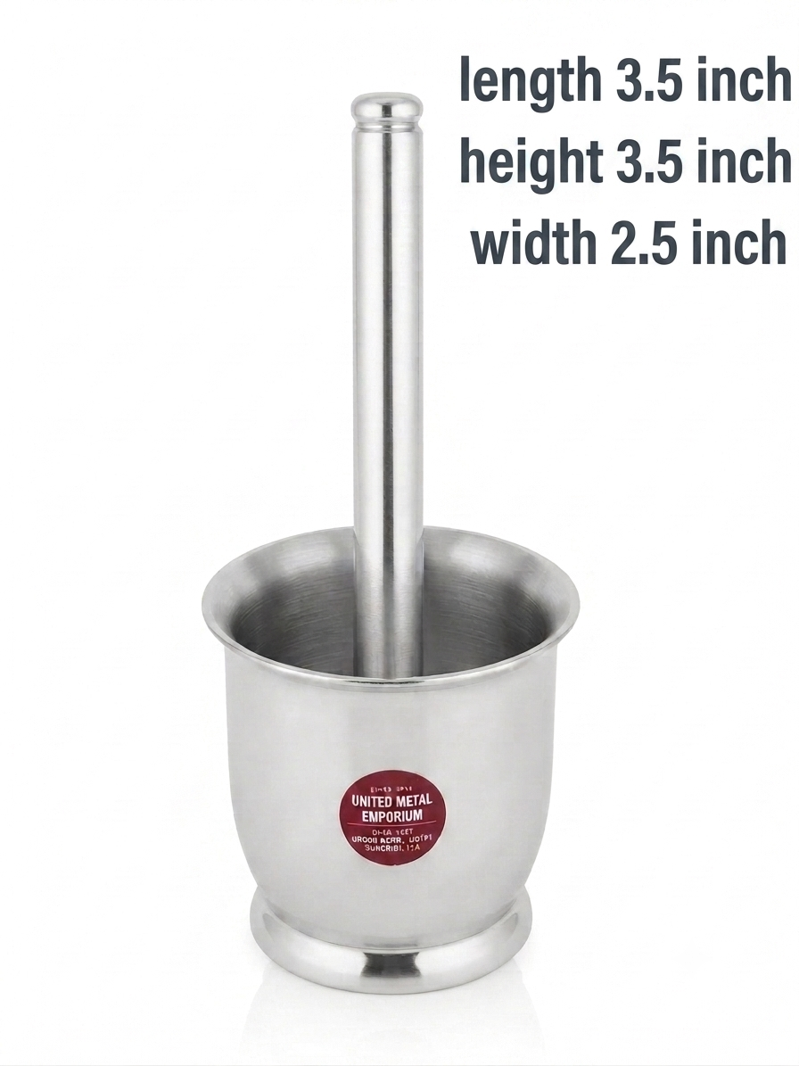Stainless Steel Khalbatta  – Heavy Duty | Available in  6 Sizes | Grinding Spices, Herbs, & Medicines