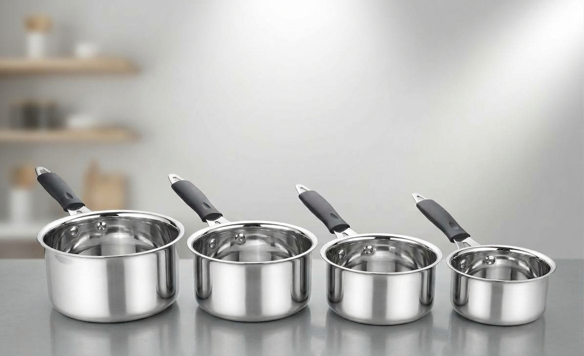 Stainless Steel Plain Patti Saucepan with Handle | Milk Pan, Tea & Sauce Pan for Kitchen | 4 Sizes