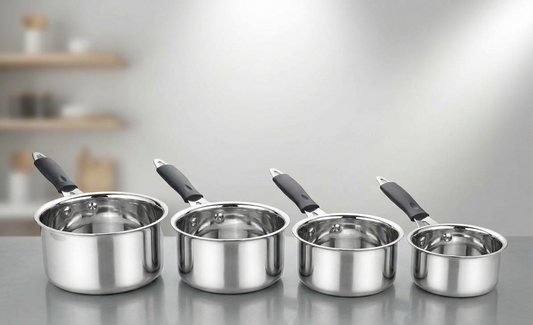 Stainless Steel Plain Patti Saucepan with Handle | Milk Pan, Tea & Sauce Pan for Kitchen | 4 Sizes