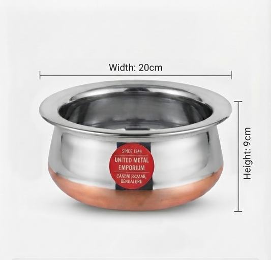 Copper Bottom Chetty | Stainless Steel Handi | Traditional Indian Cooking Vessel