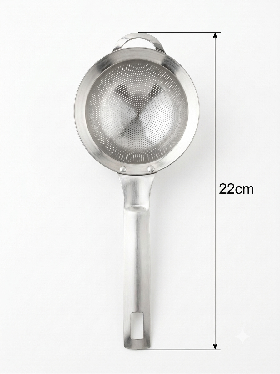 Shengya Pure Stainless Steel Tea Strainer with Handle – Perforated Chai Filter for Daily Use