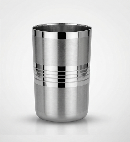 Premium XL Stainless Steel Drinking Glass – Mirror Polish with Ring Band Design | Heavy Duty Tumbler