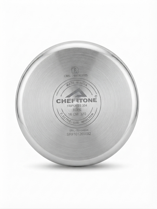 ChefTone Triply Tope | Premium Steel Cooking Vessel | Even Heat Distribution | Indian Cookware