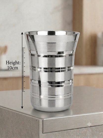 Rich Glass Stainless Steel Striped Tumbler – Mirror & Brushed Finish Drinking Cup