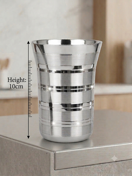 Rich Glass Stainless Steel Striped Tumbler – Mirror & Brushed Finish Drinking Cup