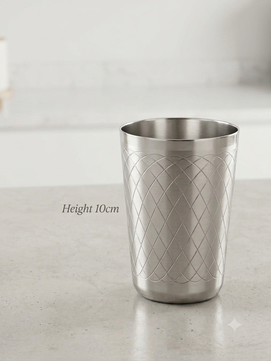 Single Wall Stainless Steel Grid Tumbler | Engraved Metal Drinking Glass
