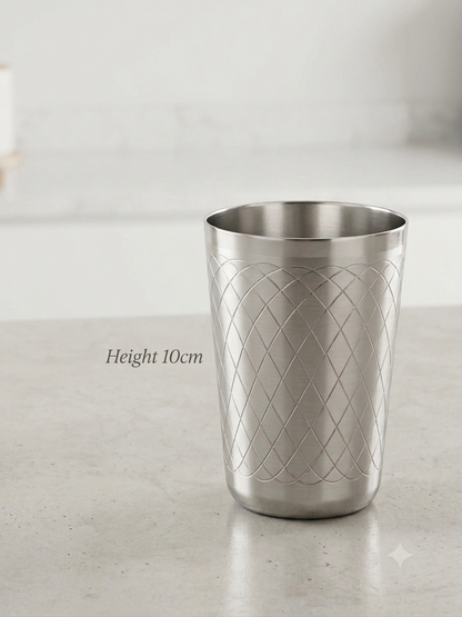 Single Wall Stainless Steel Grid Tumbler | Engraved Metal Drinking Glass