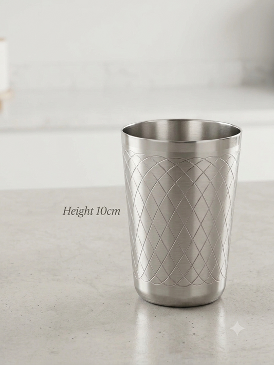 Single Wall Stainless Steel Grid Tumbler | Engraved Metal Drinking Glass