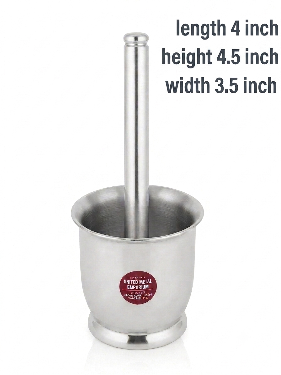 Stainless Steel Khalbatta  – Heavy Duty | Available in  6 Sizes | Grinding Spices, Herbs, & Medicines
