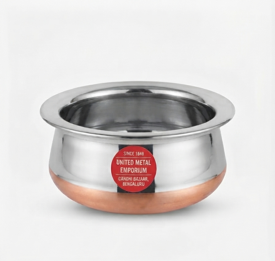 Copper Bottom Chetty | Stainless Steel Handi | Traditional Indian Cooking Vessel