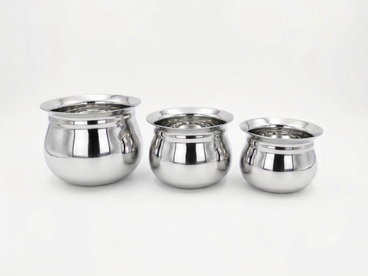 Madrasi Handi – Stainless Steel Cooking Pot for Rice, Dal, Sambar & Pongal (Without Lid)