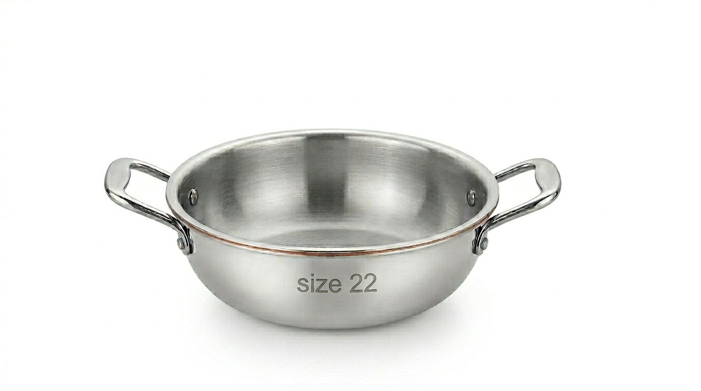 Cheftone Triply Stainless Steel Deep Kadai | Induction & Gas Compatible | No Coating
