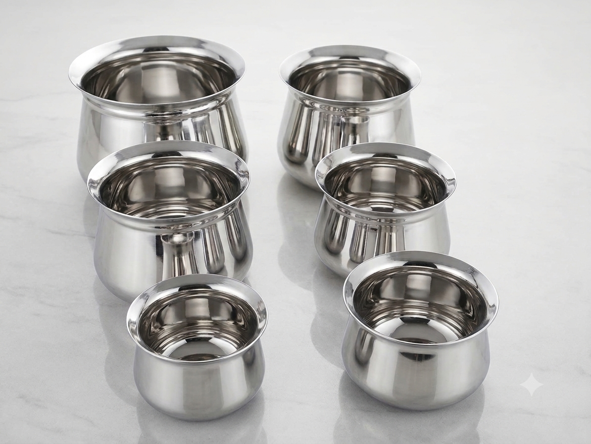 Stainless steel pongal pot French handi shape