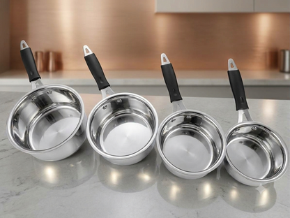 Stainless Steel Plain Patti Saucepan with Handle | Milk Pan, Tea & Sauce Pan for Kitchen | 4 Sizes