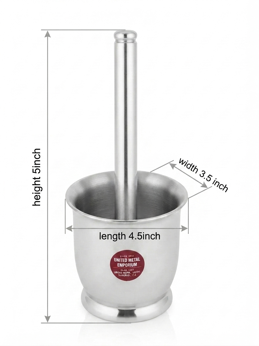 Stainless Steel Khalbatta  – Heavy Duty | Available in  6 Sizes | Grinding Spices, Herbs, & Medicines