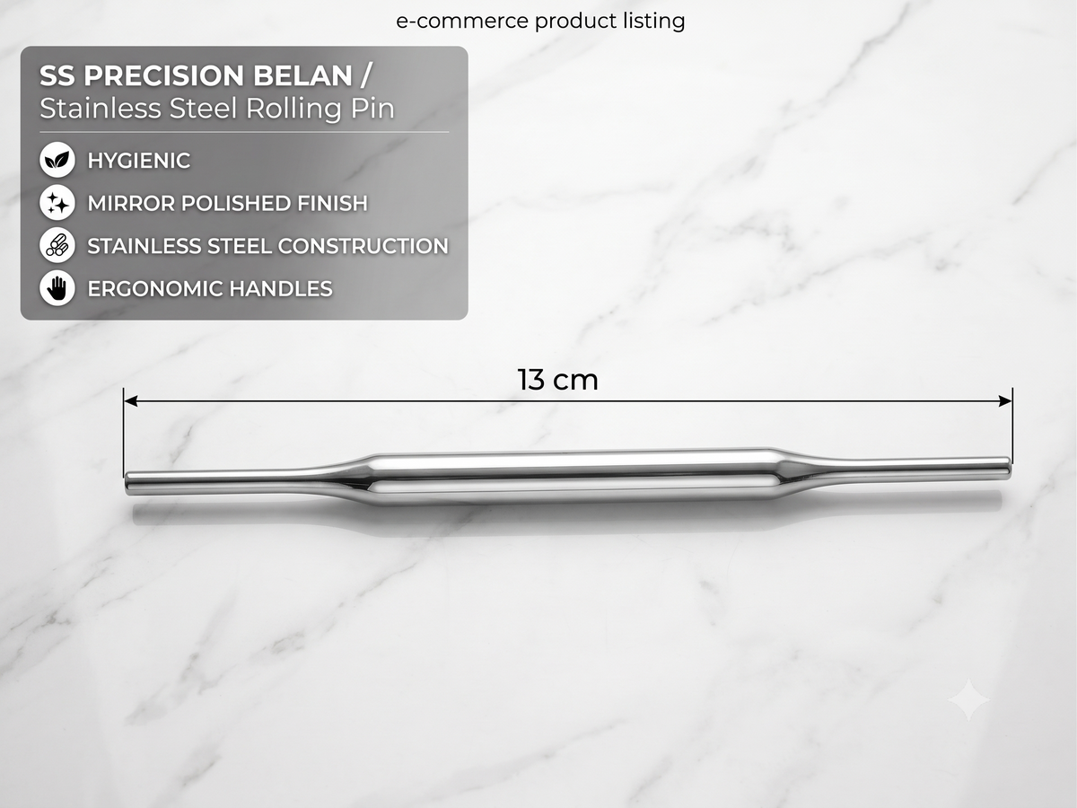 Stainless Steel Belan – Rolling Pin for Chapati, Roti, Poli/Holige (Multiple Sizes Available)
