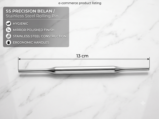 Stainless Steel Belan – Rolling Pin for Chapati, Roti, Poli/Holige (Multiple Sizes Available)