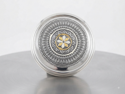 "Antique Nova Puri Box - Traditional Indian Food Storage Container | Vintage Stainless Steel"