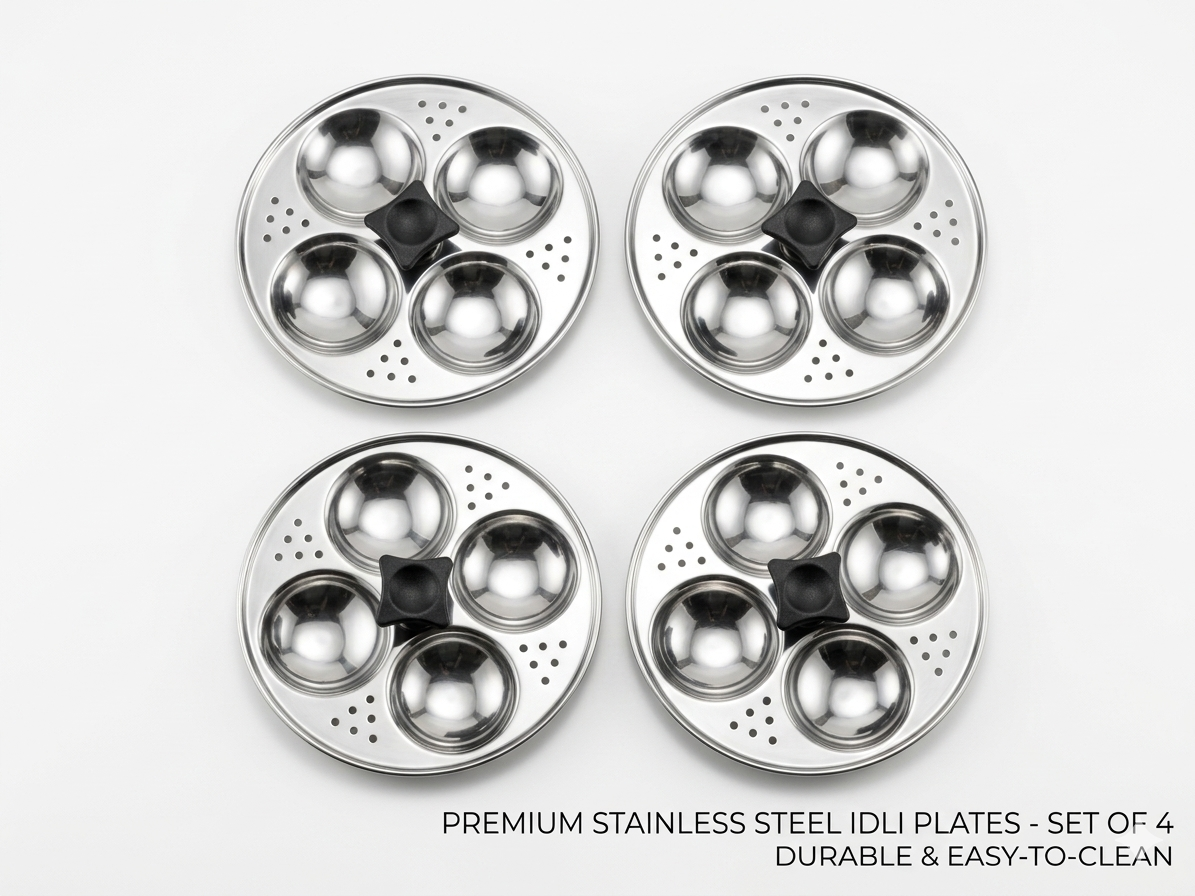 Sonu Stainless Steel Idli Steamer Pot | Glass Lid + Strainer Lid | 4 Plates | Mirror Finish | Gas & Induction Compatible
