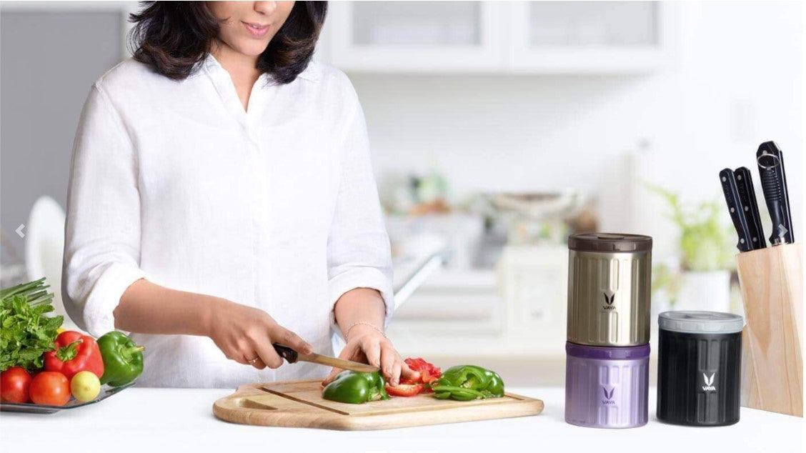 Vaya Preserve Vacuum Insulated Lunch Box/Sambar Jar (440ml) – Stainless Steel Meal Container for Women & Kids – Keeps Food Hot/Cold