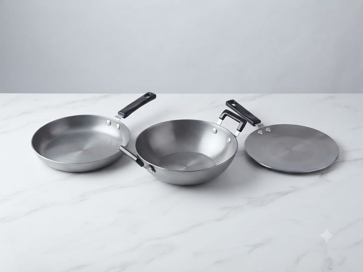 Hawkins Futura Toy Kitchen Set – Hard Anodised Mini Cookware for Kids | Tawa, Deep Kadai, Frypan & Wooden Tavetha (4 Pc)