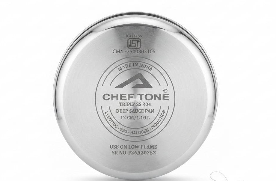 ChefTone Triply Deep Saucepan | Even Heat Distribution | Premium Cookware for Everyday Cooking | Induction Compatible