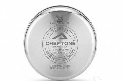 ChefTone Triply Deep Saucepan | Even Heat Distribution | Premium Cookware for Everyday Cooking | Induction Compatible