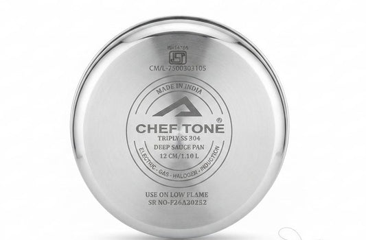 ChefTone Triply Deep Saucepan | Even Heat Distribution | Premium Cookware for Everyday Cooking | Induction Compatible