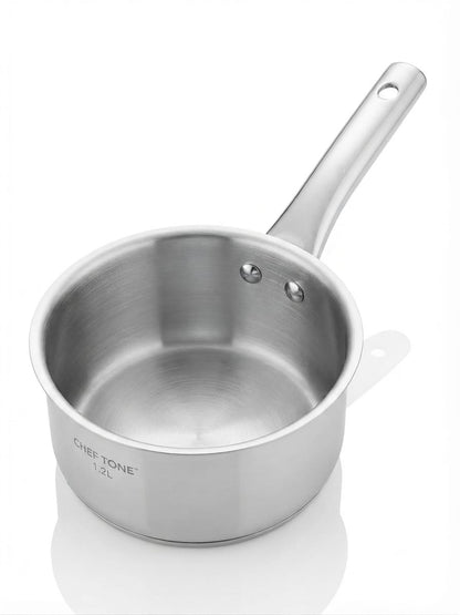 ChefTone Triply Deep Saucepan | Even Heat Distribution | Premium Cookware for Everyday Cooking | Induction Compatible