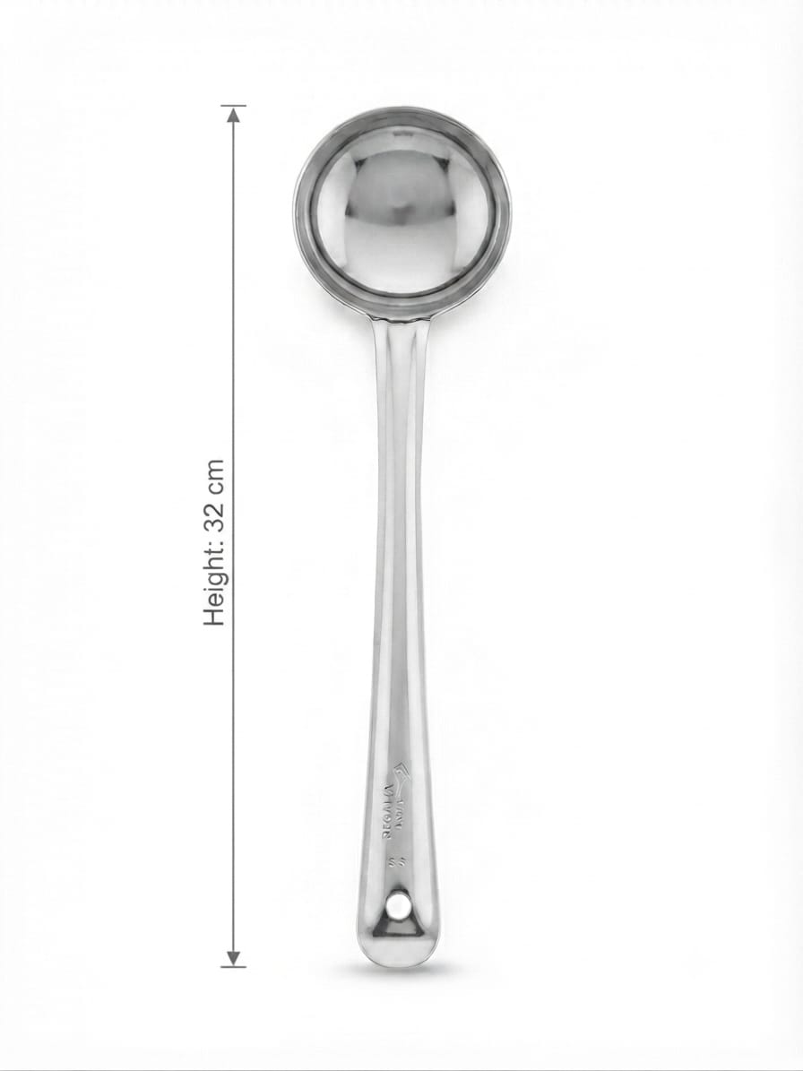 Stainless Steel Flat Laddle - Premium Kitchen Serving Spoon for Curries & Gravies