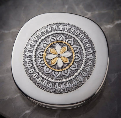 Antique Square Snacks Box | Storage Tin for Cookies, Namkeen & Dry Goods