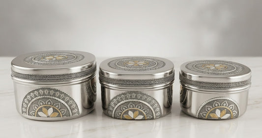 Antique Square Snacks Box | Storage Tin for Cookies, Namkeen & Dry Goods